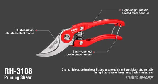 Ronix High Quality Rh-3108 Sharp Garden Pruning Shear Electric Scissor Pruning