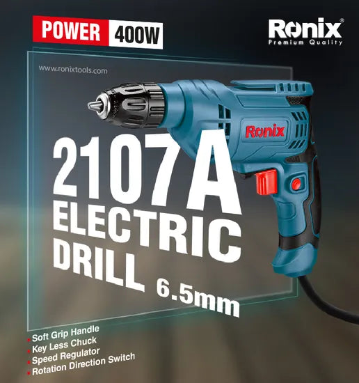 Ronix Model 2107 Cheap Drilling Machine 6.5mm 400W Keyed Chuck Electric Drill Bits