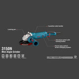 Ronix Model 3150n Portable Metal Concrete Cutter Tools Machine Adjustable Speed 115mm Mini Angle Grinder