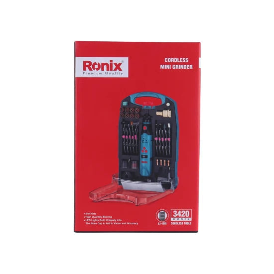 Ronix Model 3420 3.6V Li-ion Battery Variable Speed DIY Cordless Accessory Mini Grinder Set Rotary Tool Kit