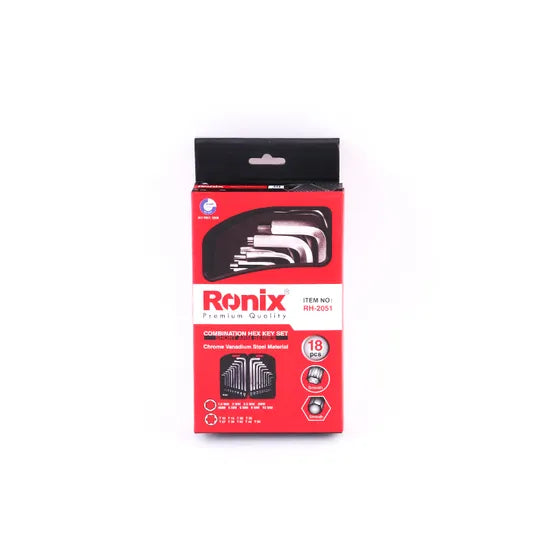 Ronix Model Rh-2051 Hand Tool CRV Metric Square Torx Key Set 18PCS Socket Wrenches