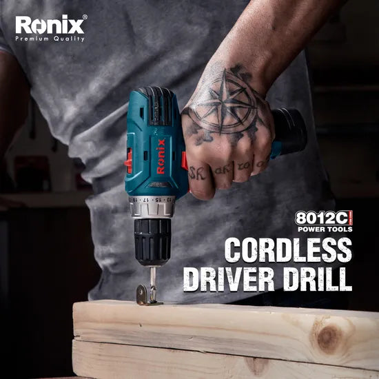 RONIX Ronix Power Tool Model 8012c Free Battery Spare Parts Electric 12VLI-Ion Cordless Screw Driver Drill