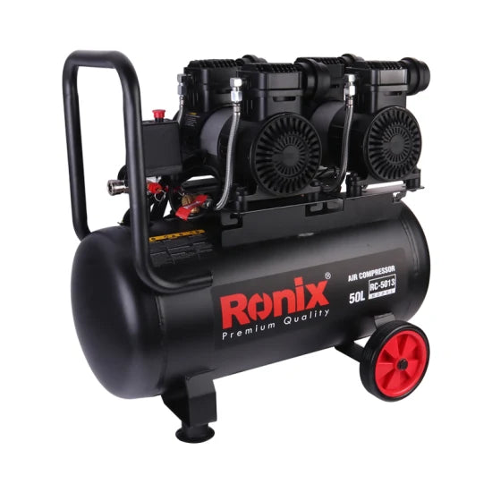 Ronix RC-5013 50L Household Single Piston Air Compressor with Second Pressure Gauge and Undercarriage Wheels