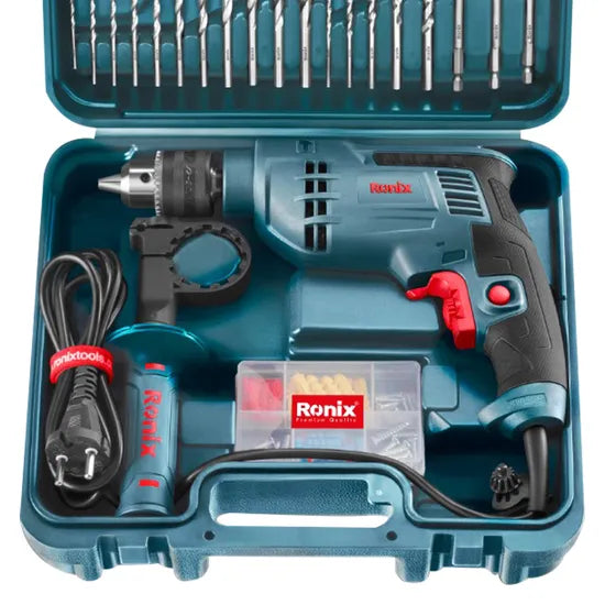 Ronix RS-0006 52 PCS Home Impact Drill Kits Toolbox Storage Case Household Tool Kit Home Electric Power Drill Set
