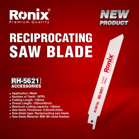 Ronix Rh-5621 Reciprocating Saw Blades 18tpi for Iron Metal Cutting Hot Sale Bi-Metal Blades Metal Cast Iron Cutting