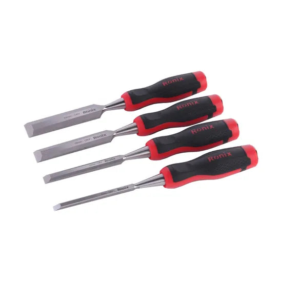 Ronix Rh-7130 Wood Chisel 4PCS Sets 25/19/12/6mm Woodworking 60CRV TPR Carving Tools 4PCS Wood Chisel Sets