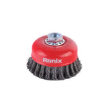 Ronix Rh-9940-9943 Crimped Wire Cup Brush Rotary Steel Wire Brush for Angle Grinder Industry Clean and Polish Metal Surface