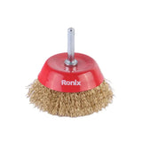 Ronix Rh-9944-9947 Crimped Shaft Mounted Wheel Brushes Rotary Steel Wire Brush for Angle Grinder Industry Clean and Polish Metal Surface