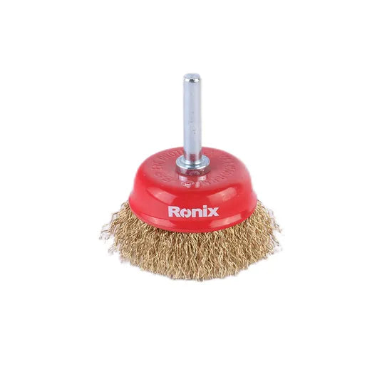 Ronix Rh-9944-9947 Crimped Shaft Mounted Wheel Brushes Rotary Steel Wire Brush for Angle Grinder Industry Clean and Polish Metal Surface