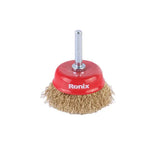 Ronix Rh-9944-9947 Crimped Shaft Mounted Wheel Brushes Rotary Steel Wire Brush for Angle Grinder Industry Clean and Polish Metal Surface