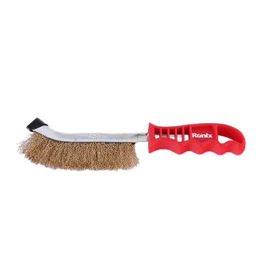 Ronix Rh-9948 Scratch Handle Brushes Universal Brush Wire Brush Stainless Steel Wire Scratch Brush for Cleaning Rust with Long Curved Handle