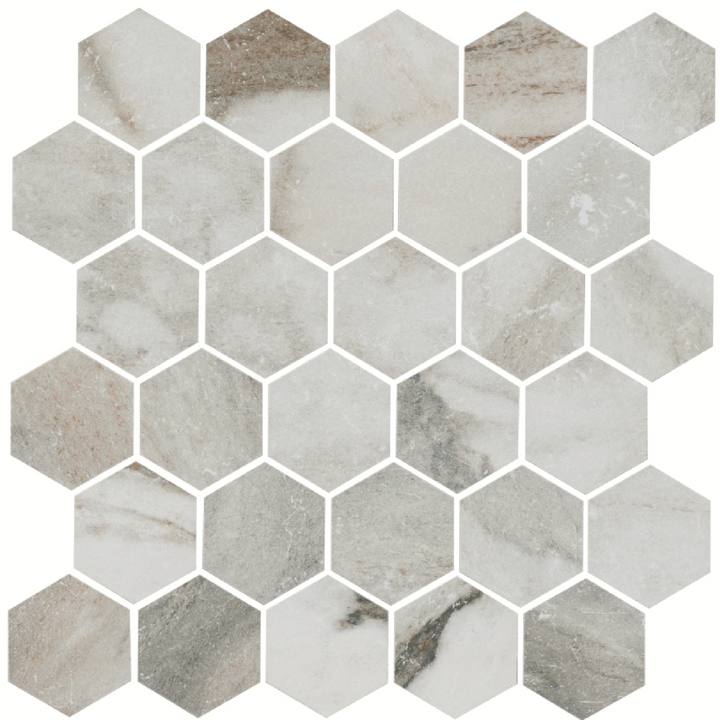Royal Grey Hex Porcelain Mosaic Wall and Floor Tile - 2 in.