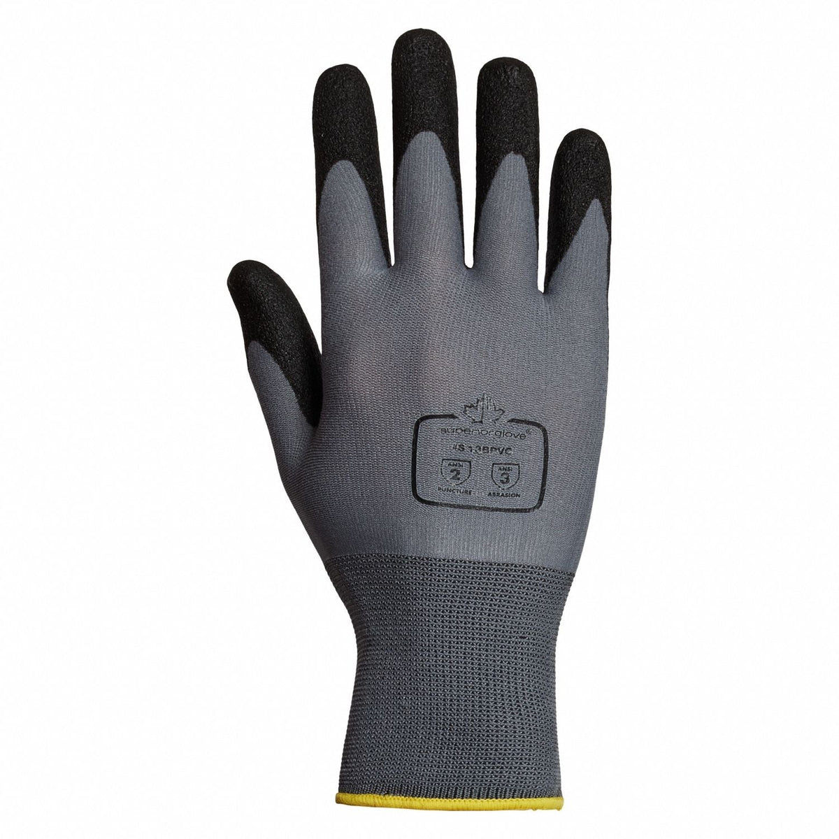 SUPERIOR GLOVE Dexterity S13BPVC Coated Gloves - Size L, PVC Palm, ANSI Abrasion Level 3, 12 Pack
