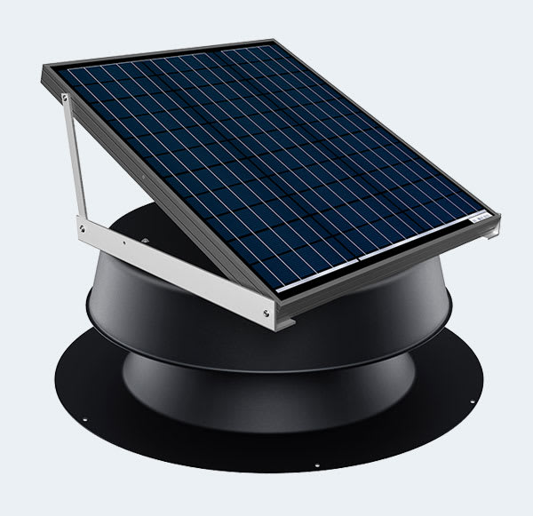 Natural Light Solar Attic Fan Roof Mount Black 48W