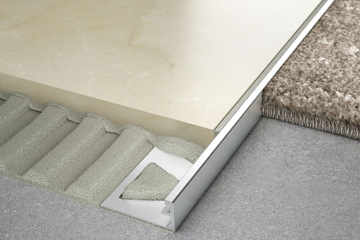 Schluter Systems SCHIENE 0.75-in W x 98.5-in L Satin Anodized Aluminum L-Angle Tile Edge Trim