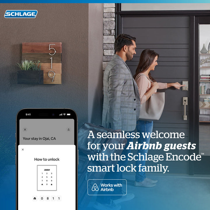 Schlage Camelot Encode Smart WiFi Deadbolt with Built‑In Alarm, Aged Bronze