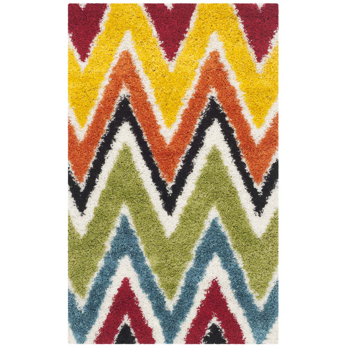 Safavieh Kids Shag 8 x 10 Multi Indoor Chevron Kids Area Rug