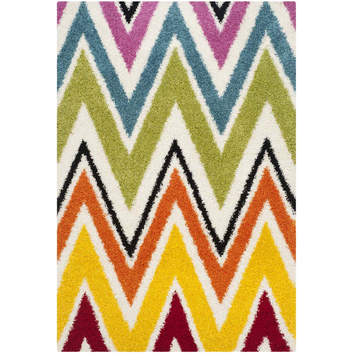 Safavieh Kids Shag 8 x 10 Multi Indoor Chevron Kids Area Rug