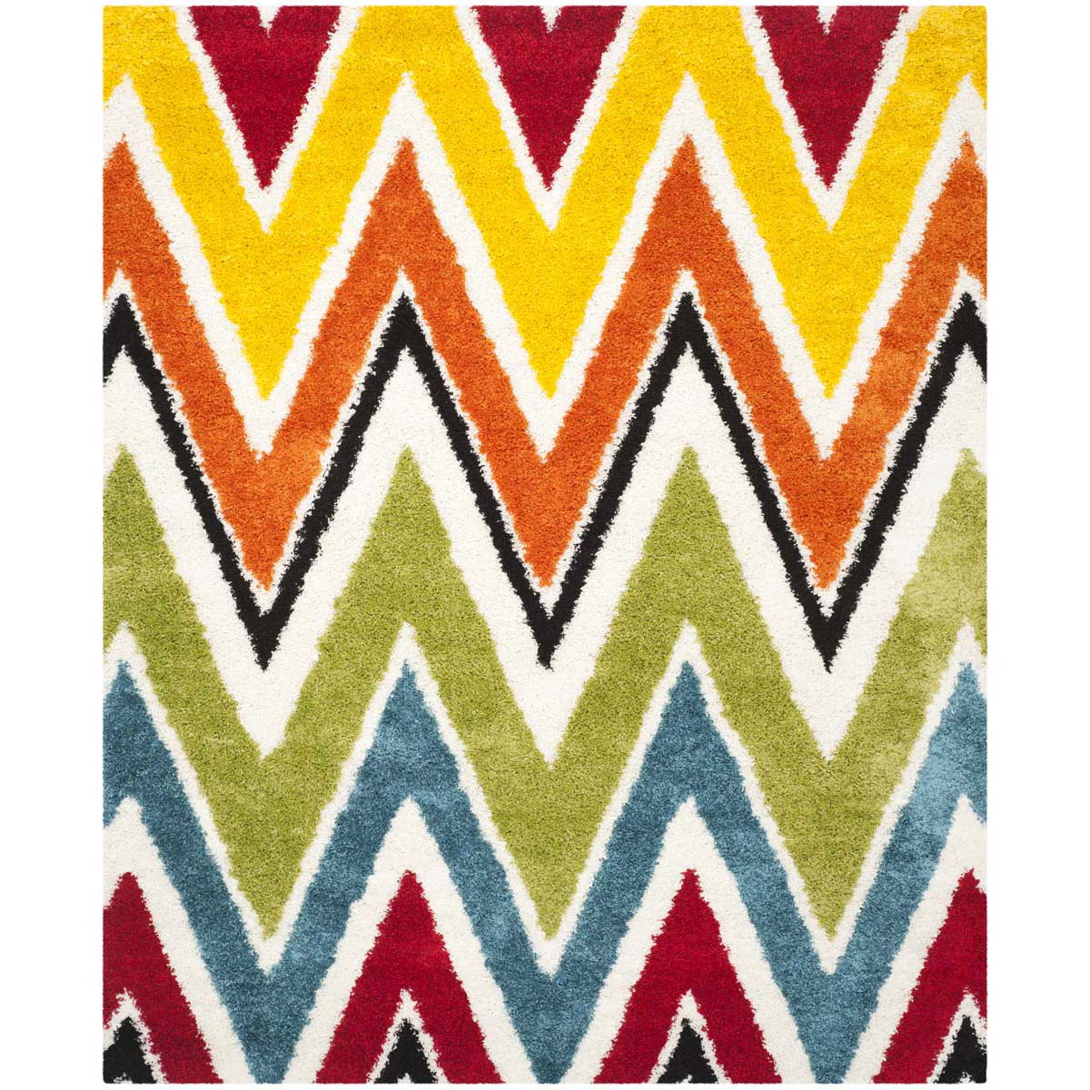 Safavieh Kids Shag 8 x 10 Multi Indoor Chevron Kids Area Rug