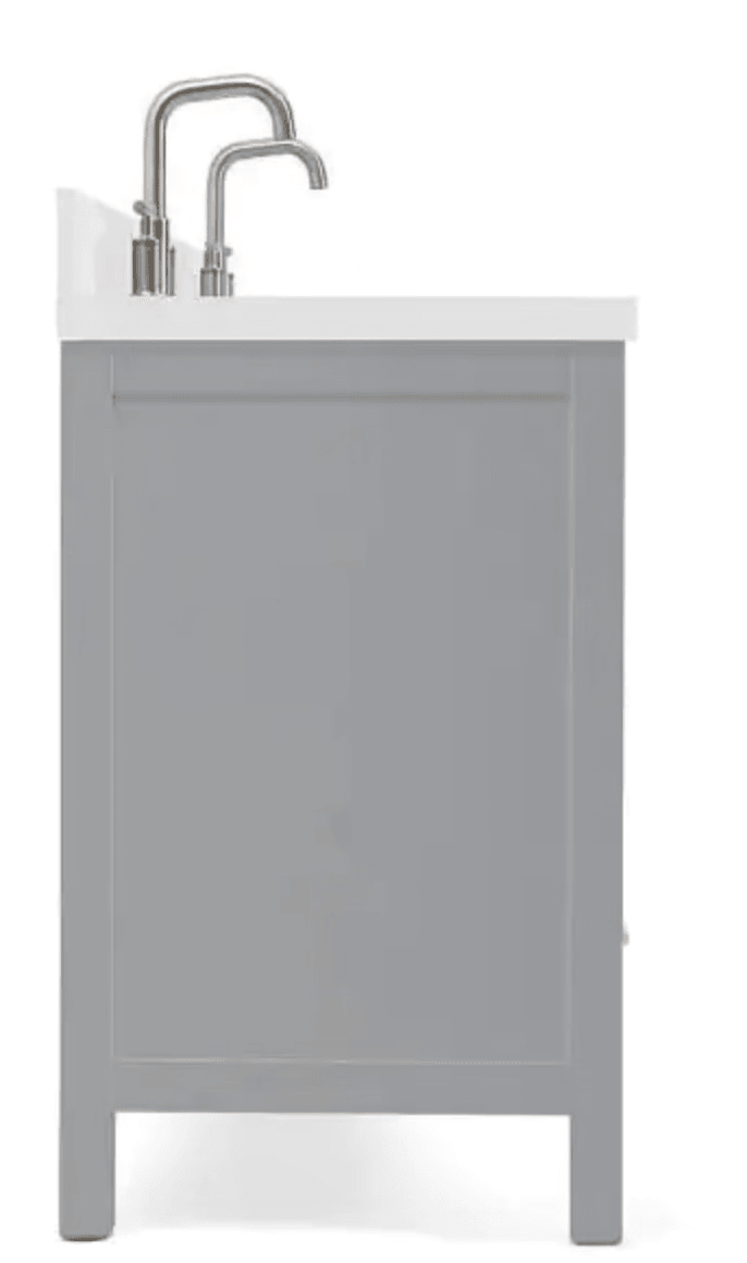Cambridge 73 in. W x 22 in. D x 35 in. H Bath Vanity in Grey with Quartz Vanity Top in White with White Basin - Super Arbor