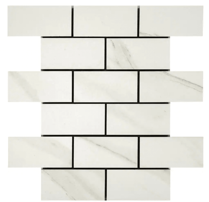 Daltile Selwyn Bianco Calacatta Brick Joint 12 in. x 12 in. x 6.35mm Glazed Ceramic Mosaic Wall Tile - Super Arbor
