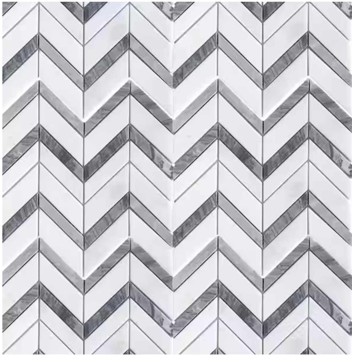 Glacier Edge White and Gray 9.875 in. x 11.25 in. Chevron Honed Marble Floor and Wall Mosaic Tile (0.771 sq. ft./Each)
