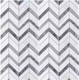 Glacier Edge White and Gray 9.875 in. x 11.25 in. Chevron Honed Marble Floor and Wall Mosaic Tile (0.771 sq. ft./Each)