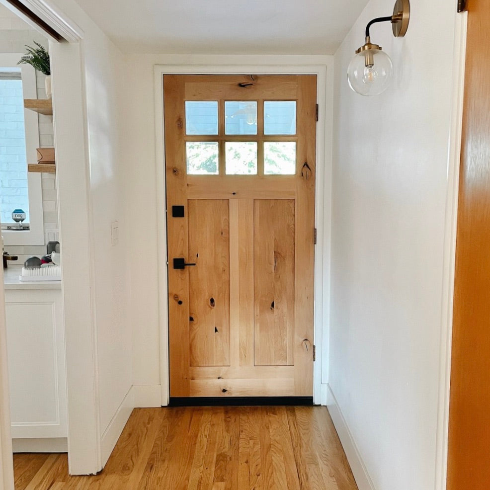 Krosswood Doors 32 in. x 80 in. Craftsman Knotty Alder Universal/Reversible 6-Lite Clear Glass Unfinished Solid Wood Front Door Slab