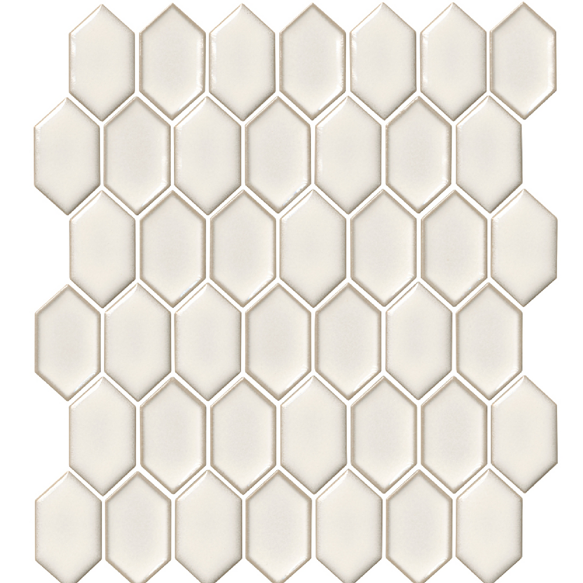 Shapes Elongated Hex Off White Two Tone Porcelain Mosaic Wall Tile - 3 in.