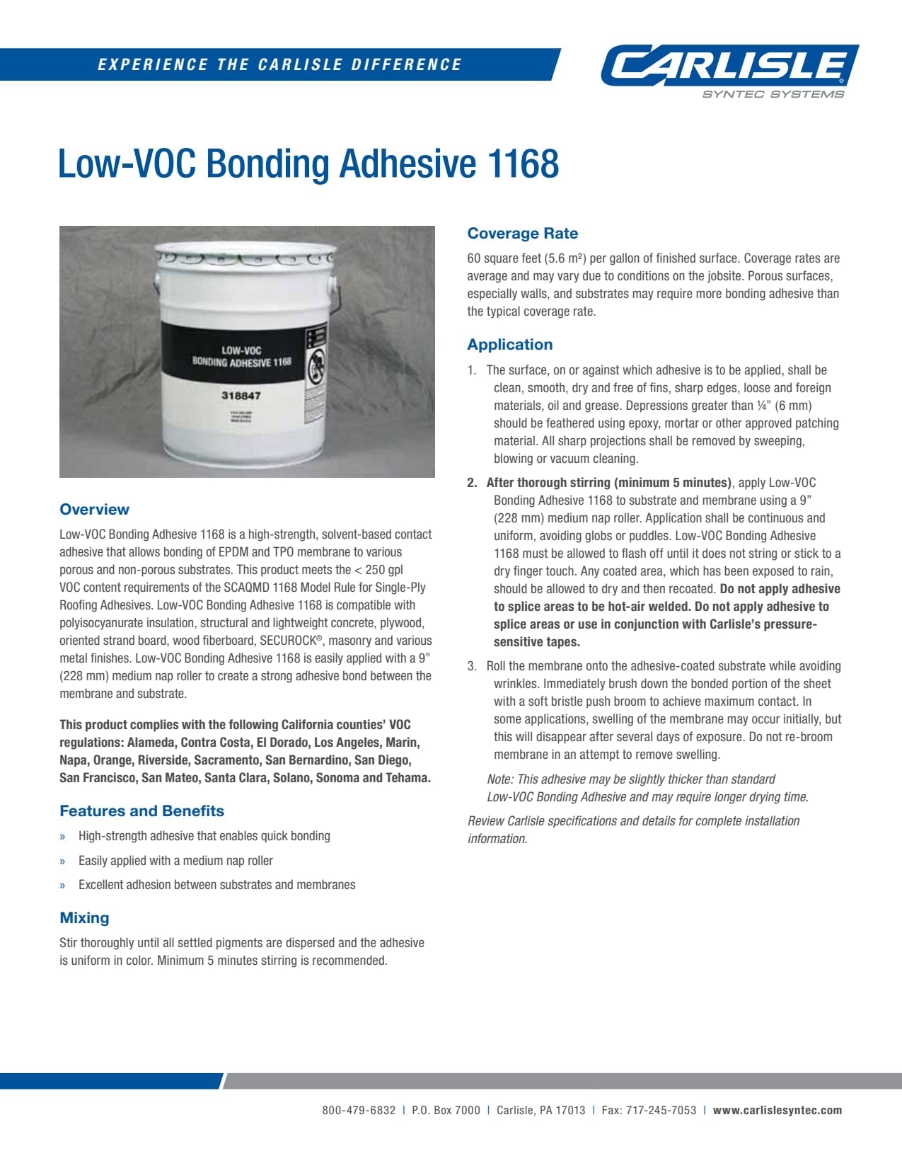 Carlisle Low-VOC Bonding Adhesive 1168