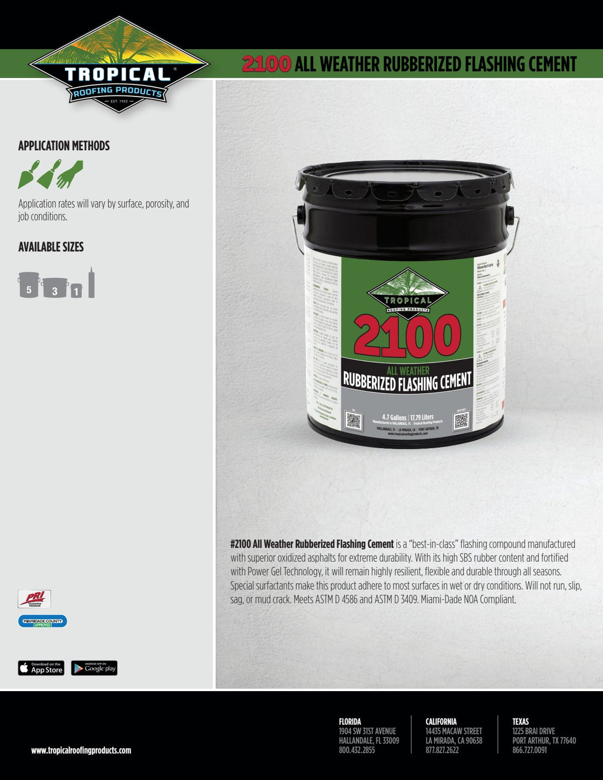 Tropical #2100 All Weather Rubberized Flashing Cement 10 oz