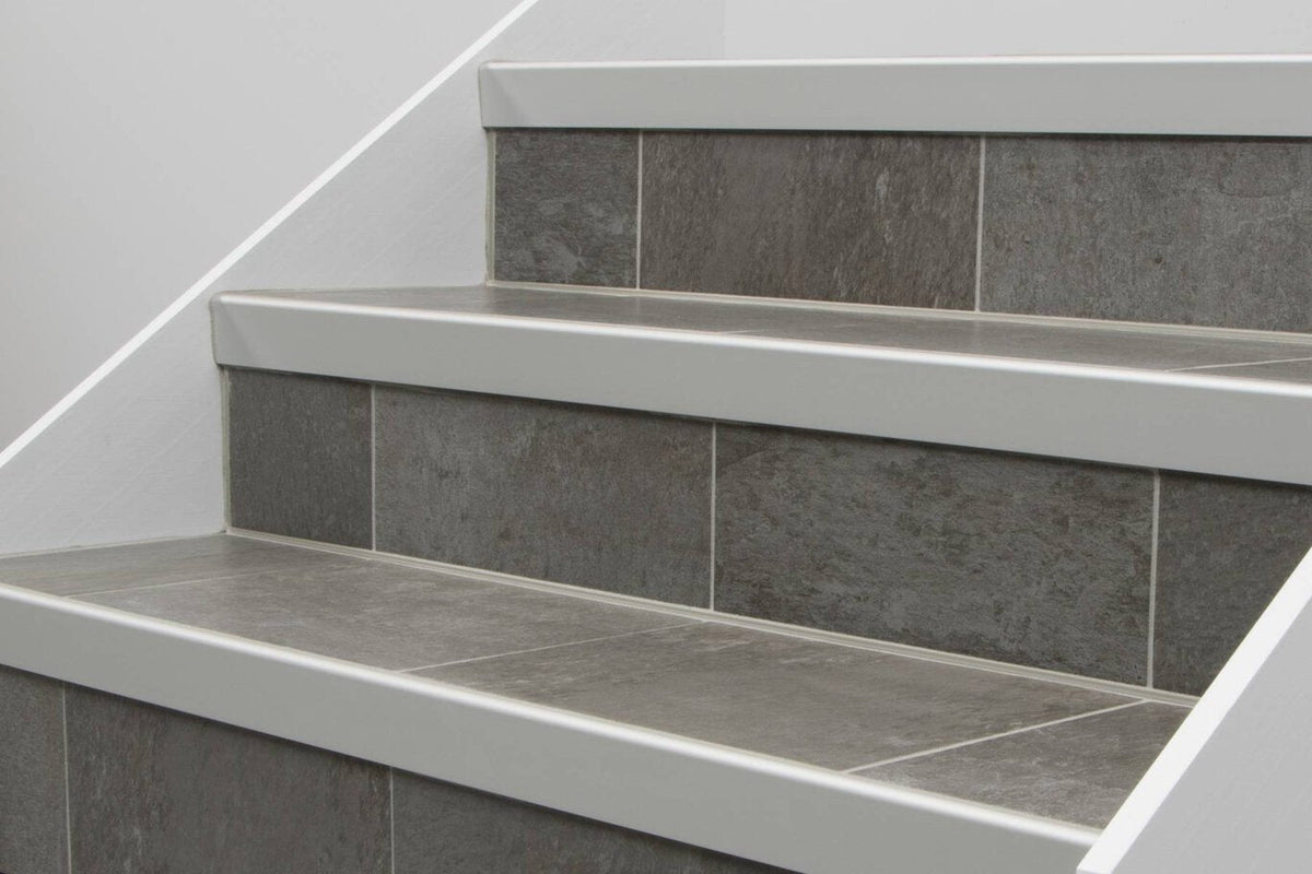 Schluter Systems RONDEC-STEP 0.375-in W x 98.5-in L Satin Nickel Aluminum Step Tile Edge Trim
