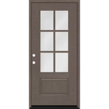 Steves & Sons Regency 36 in. x 80 in. 3/4-6 Lite Clear Glass RHIS Ashwood Stain Mahogany Fiberglass Prehung Front Door