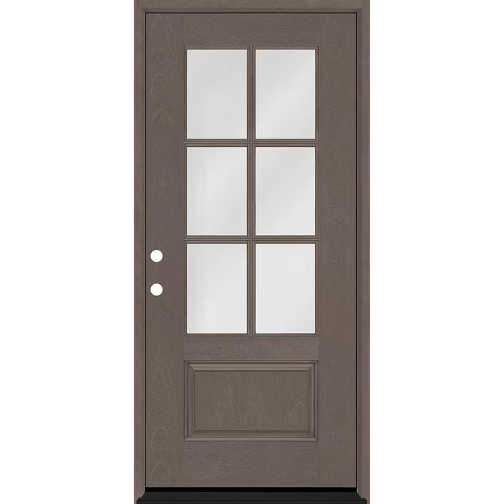 Steves & Sons Regency 36 in. x 80 in. 3/4-6 Lite Clear Glass RHIS Ashwood Stain Mahogany Fiberglass Prehung Front Door