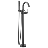 Delta Trinsic Matte Black 1-Handle Freestanding Tub Filler with Hand Shower, Model T4759-BLFL