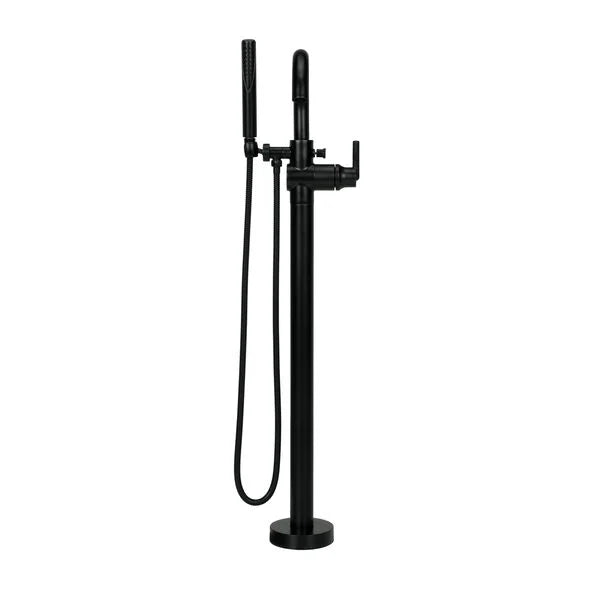 Delta Trinsic Matte Black 1-Handle Freestanding Tub Filler with Hand Shower, Model T4759-BLFL