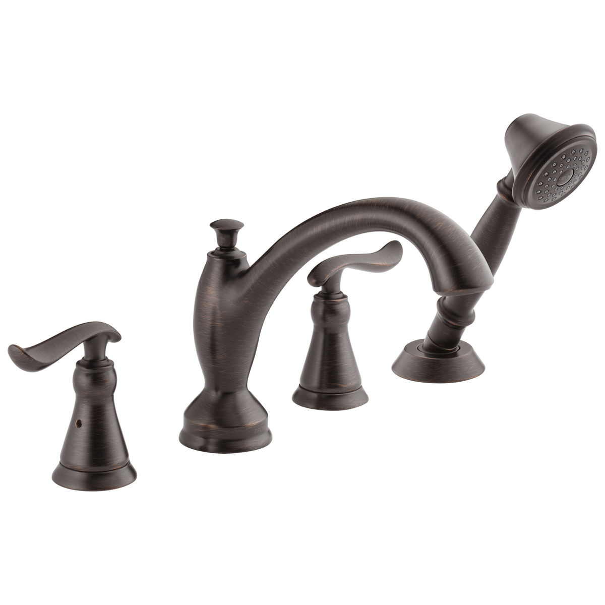 Delta Linden Venetian Bronze 2-Handle Deck-Mount Roman Tub Faucet with Hand Shower, Trim Kit Only (T4794-RB)