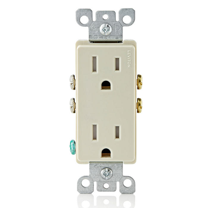 Leviton Decora 15 Amp Tamper-Resistant Duplex Outlet, Black