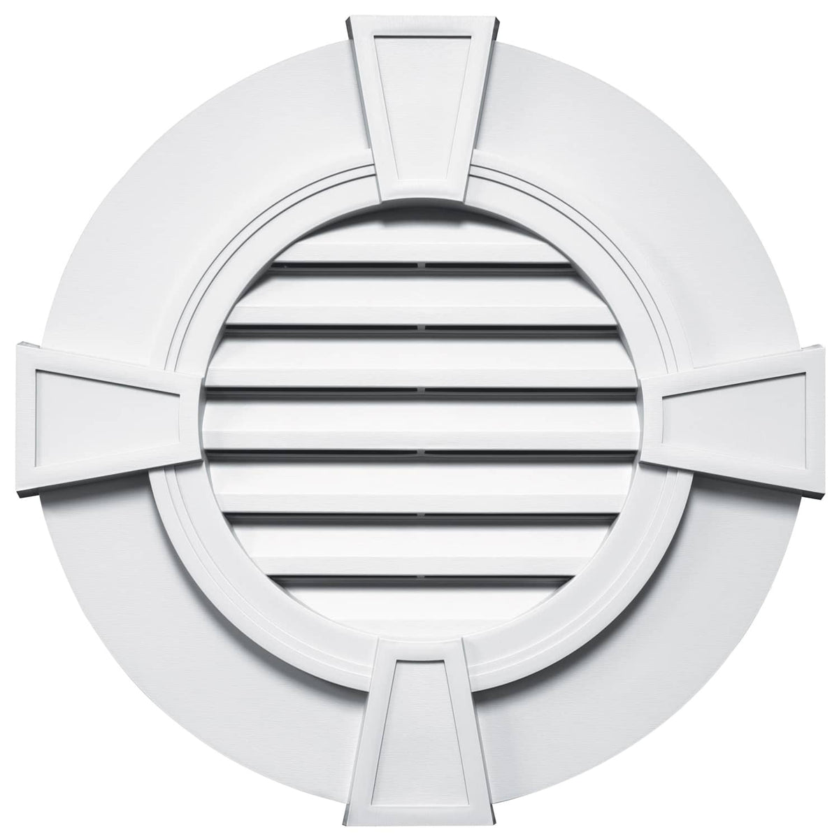 TopShield Round Designer Gable Vent 001 White 30" with Keystones