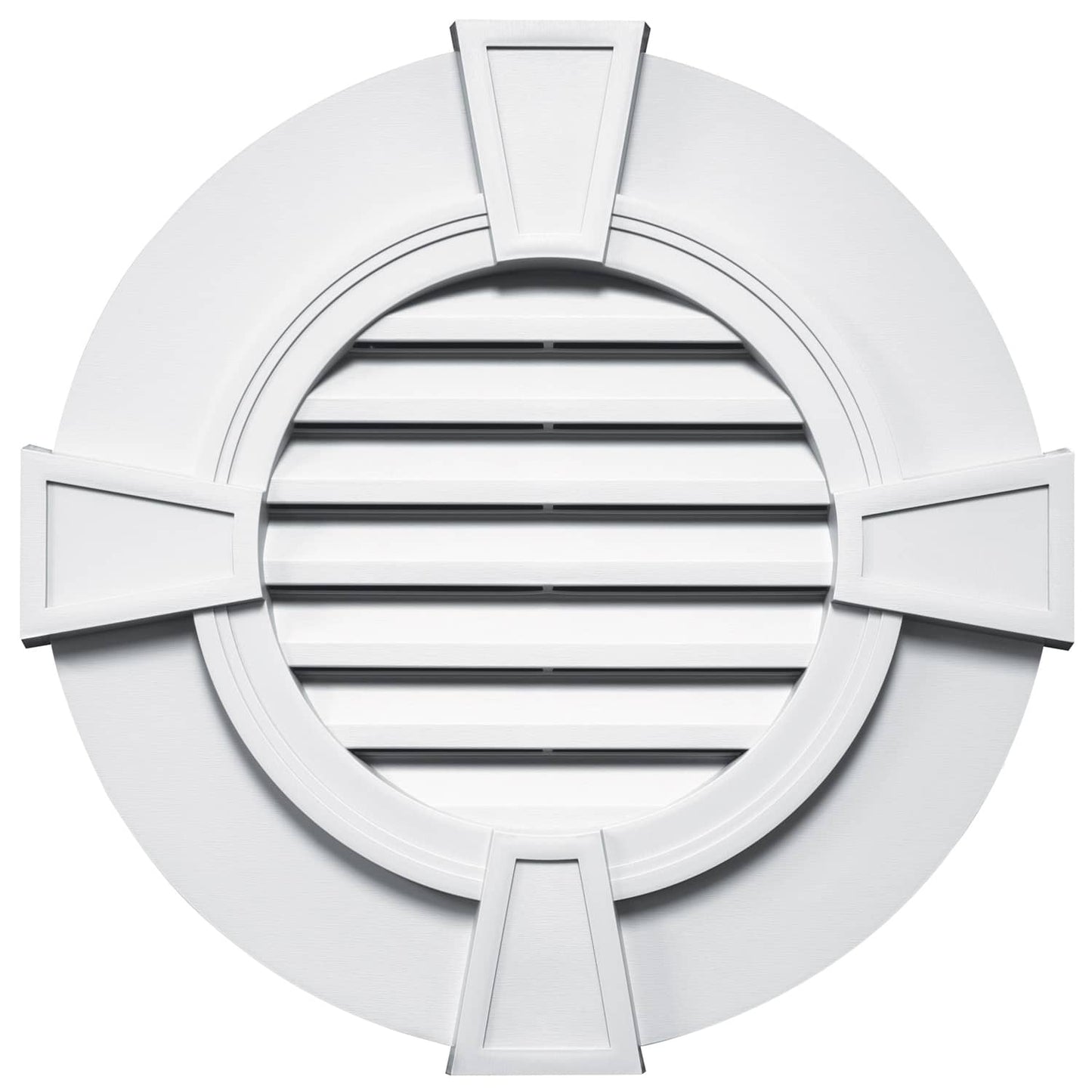 TopShield Round Designer Gable Vent 001 White 30" with Keystones