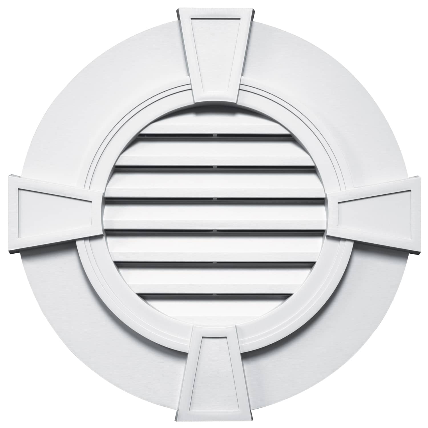 TopShield Round Designer Gable Vent 001 White 30" with Keystones