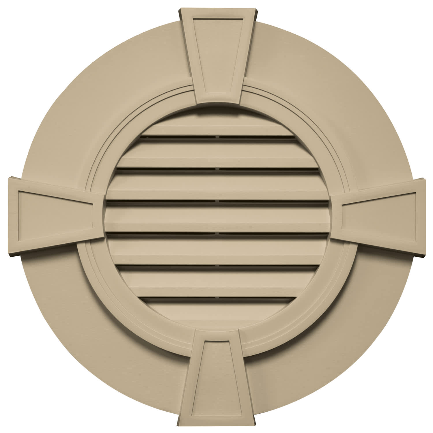 TopShield Round Designer Gable Vent 013 Light Almond 30" with Keystones