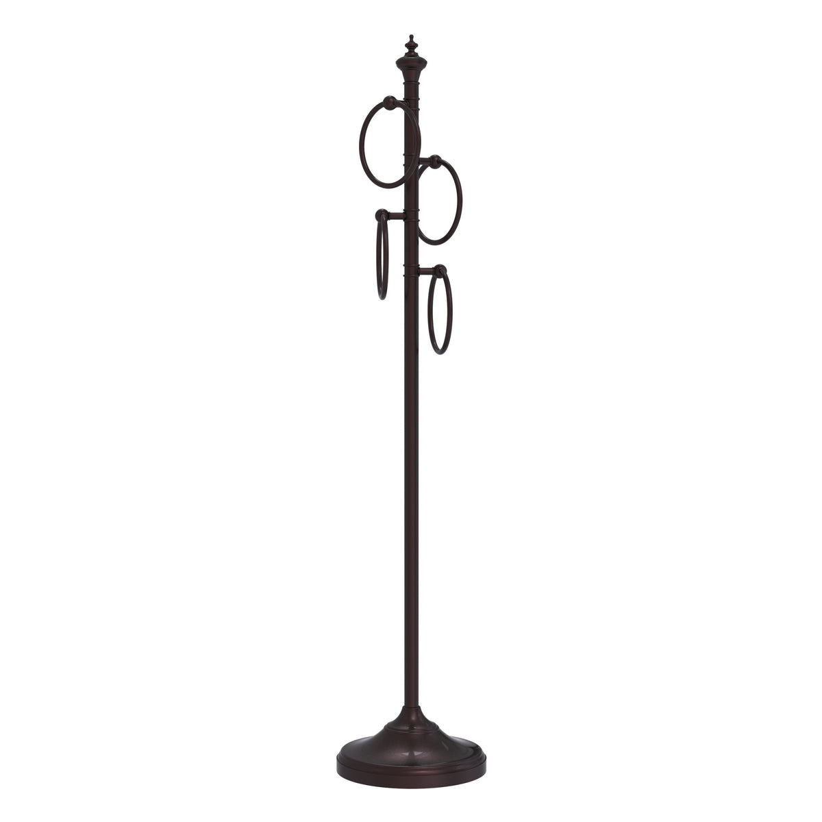 Allied Brass Satin Nickel Freestanding 4-Ring Towel Stand, Solid Brass, 49 in Tall