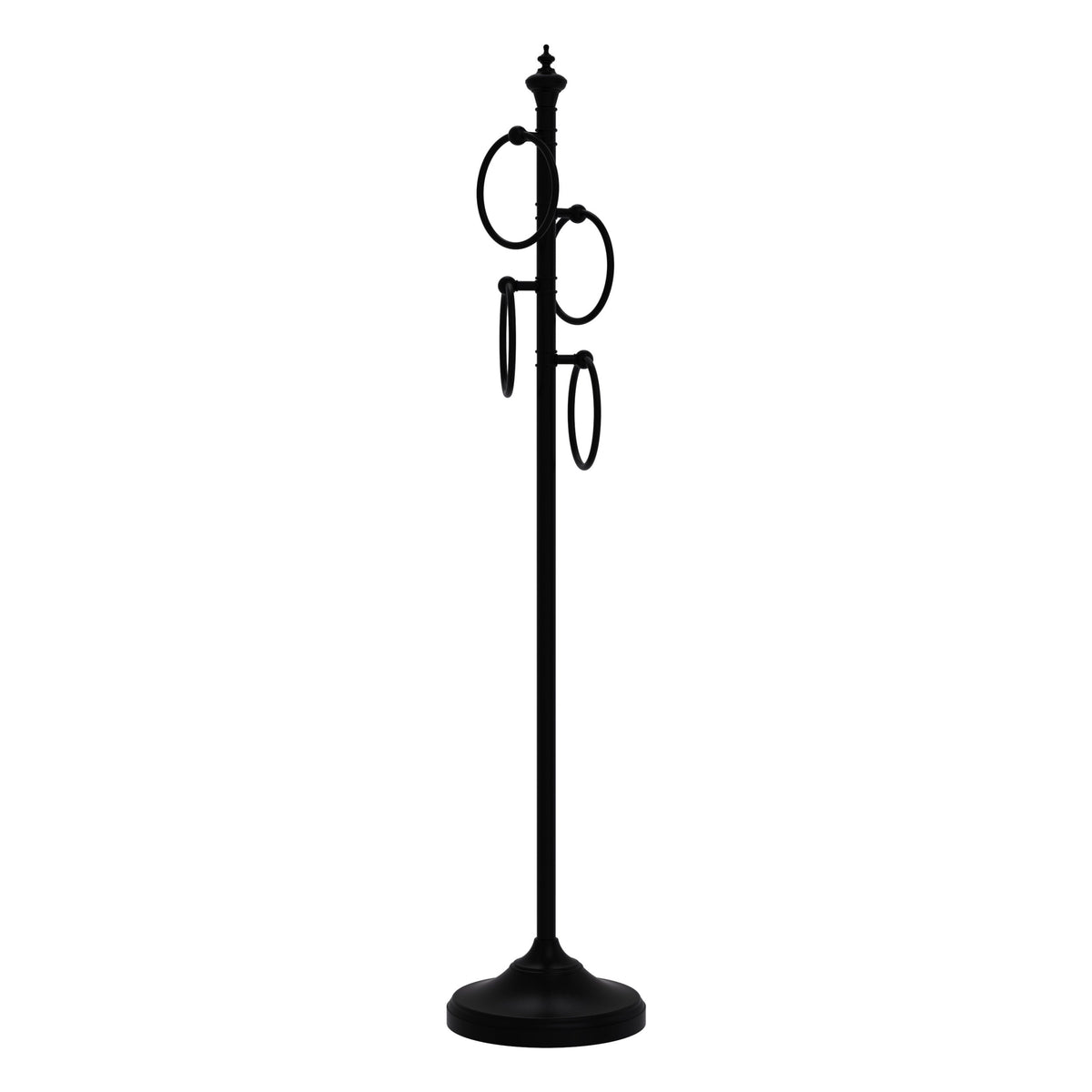 Allied Brass Satin Nickel Freestanding 4-Ring Towel Stand, Solid Brass, 49 in Tall