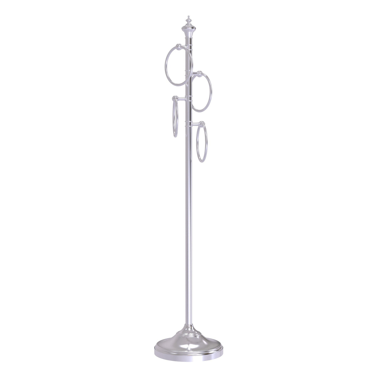 Allied Brass Satin Nickel Freestanding 4-Ring Towel Stand, Solid Brass, 49 in Tall