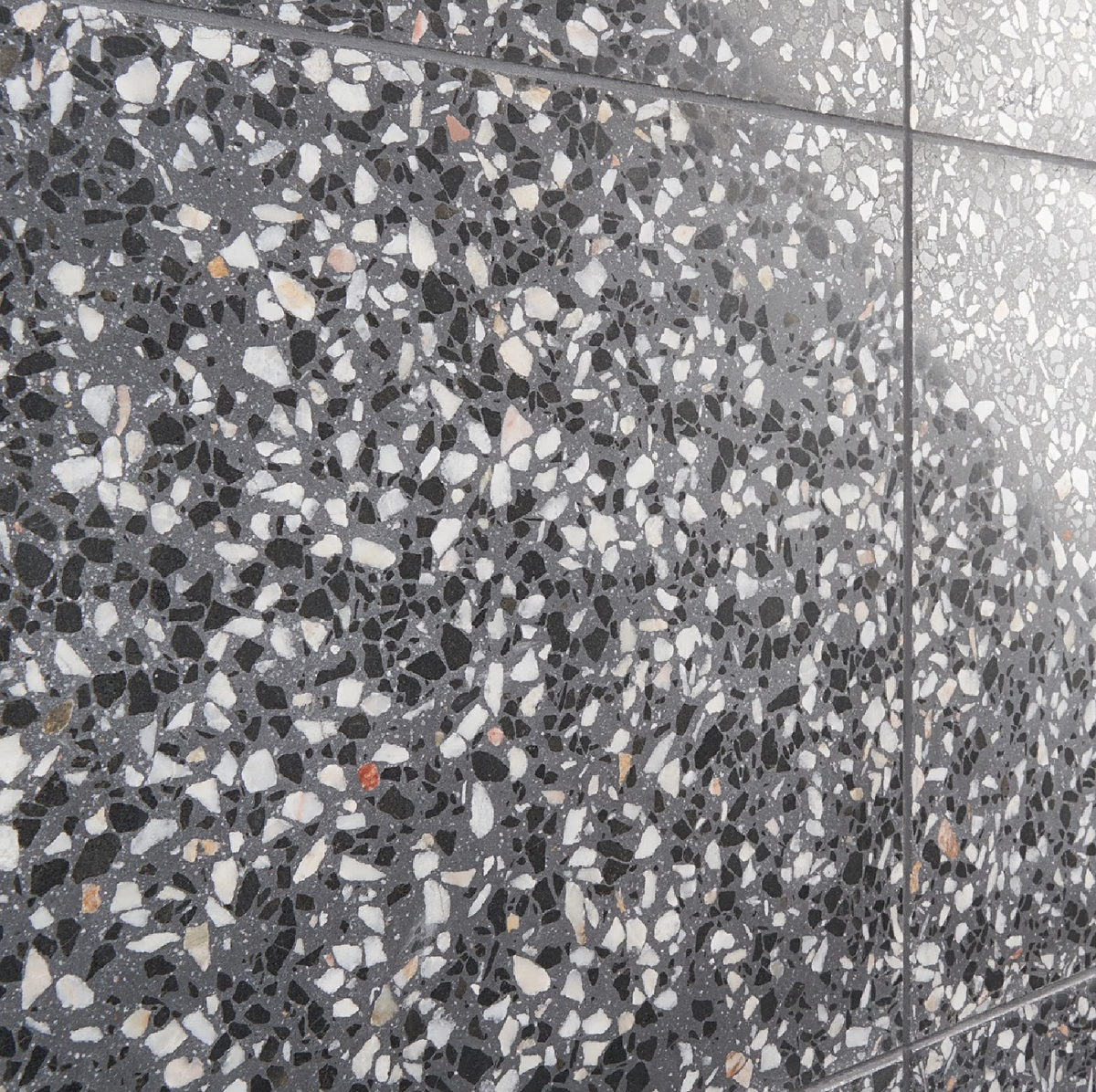 True Terrazzo Domino Gray 16x16 Polished Terrazzo Tile