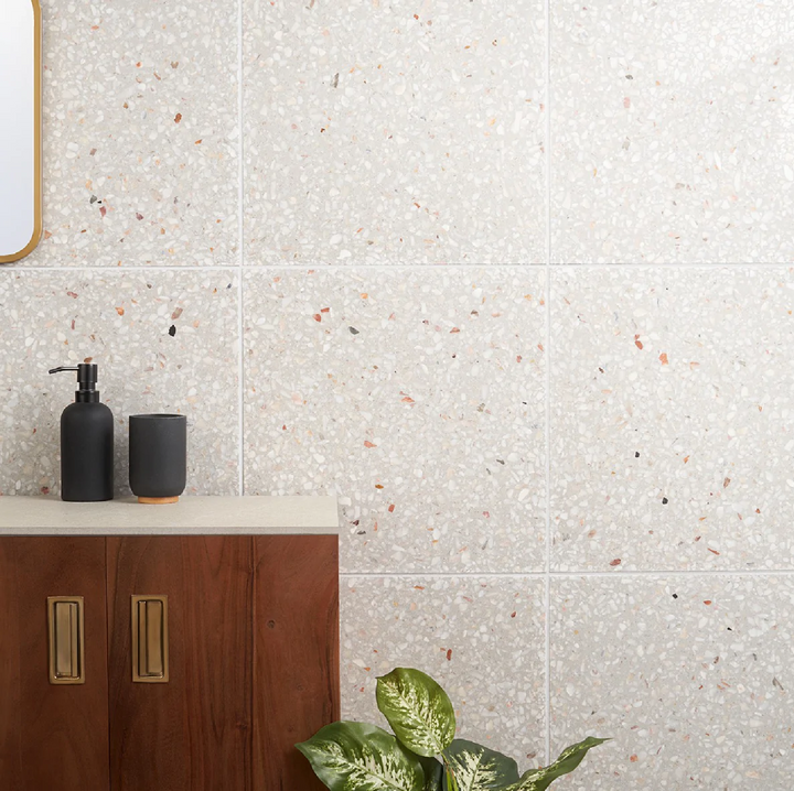 True Terrazzo Dove Gray 16x16 Polished Terrazzo Tile