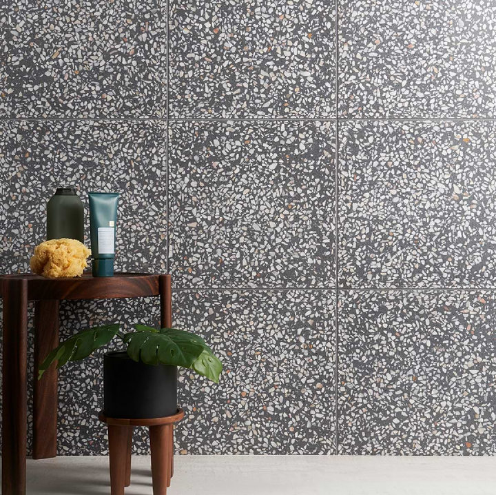 True Terrazzo Porfido Gray 16x16 Polished Terrazzo Tile