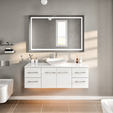 Totti Wave 48 in. W x 21 in. D x 22 in. H Bathroom Vanity in White with White Glassos Top and White Sink