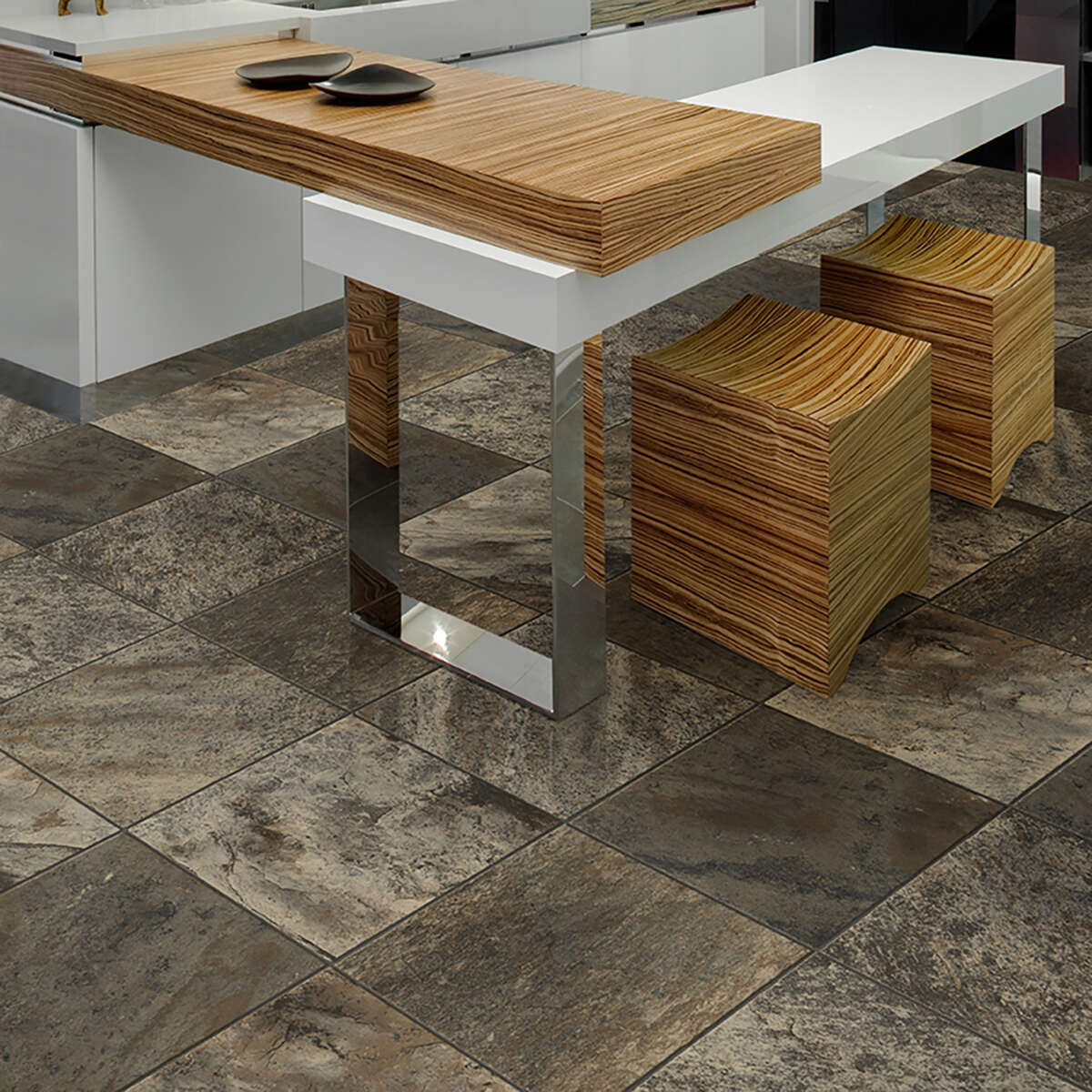 Congoleum ArmorCore LC Valley Path 12-ft W Cut-to-Length River Silt Stone Look Low-Gloss Finish Sheet Vinyl
